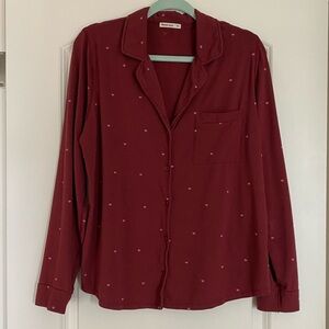Marine Layer Red Heart Print Pajama Set XL